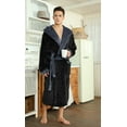 thumbnail image 3 of U2SKIIN Mens Fleece Robe with Hood, Mid Length Plush Shawl Collar Two Tone Bathrobe,(Black/Dark Grey, L/XL）, 3 of 6