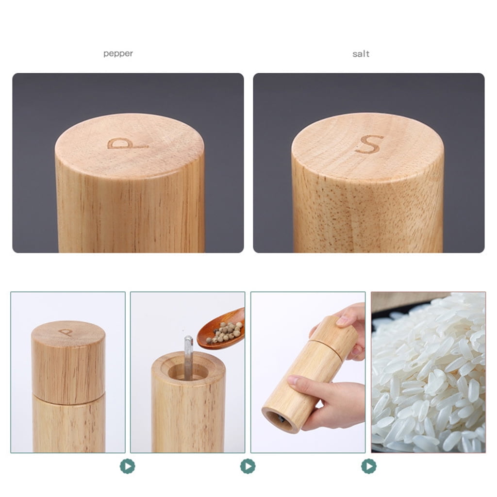 Wooden Salt and Pepper Grinder Set Pepper Grinder Adjustable Manual Sea Grinder for Restaurant Dinner BBQ