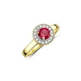 thumbnail image 4 of RYLOS Rings for Women 14K Yellow Gold Halo Ring with Round 4MM Gemstone &  Diamonds July Ruby Jewelry Size 5, 4 of 8