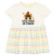 thumbnail image 3 of Inktastic Thanksgiving Cutest Turkey in Town Girls Baby Dress, 3 of 5