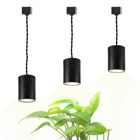 

FSLiving 7W LED Track Linear Look Black Pendant Lights H-Type Track Light with Adjustable Height LED Linear Style for Dining Room Kitchen 3 Lights Idea for Large Plant Light Customizable