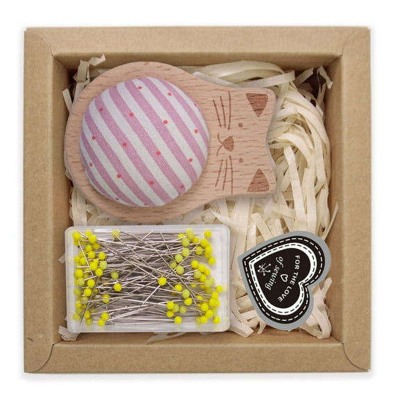 YongCo Needle Pin Holder with 100Pcs Long Quilting Pin for Sewing Clothing Dressmaking Wood Pin Cushion Positioning Pin Set