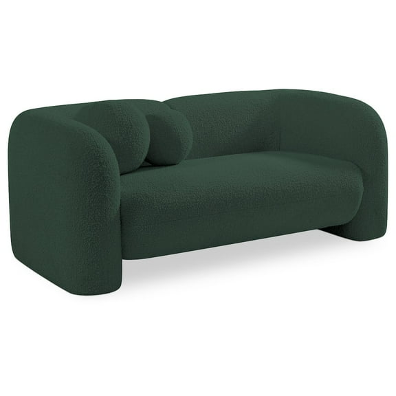 Meridian Furniture Emory Green Boucle Fabric Loveseat