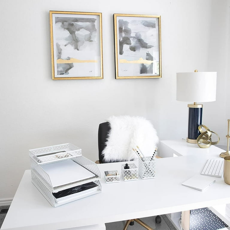 Blu Monaco Office Supplies White Desk Accessories for Women 6