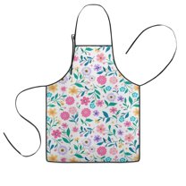Pioneer Flower Floral Print Pattern Kids Aprons for Girls and Boys,Adjustable Neck Strap Toddler Aprons for Kids Cooking Baking