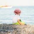 thumbnail image 5 of Sombrero de verano para niños con circunferencia de 52-54 cm, sombrero de paja plegable con protección solar y parte superior plana para playa y exteriores, color rosa, 5 of 5