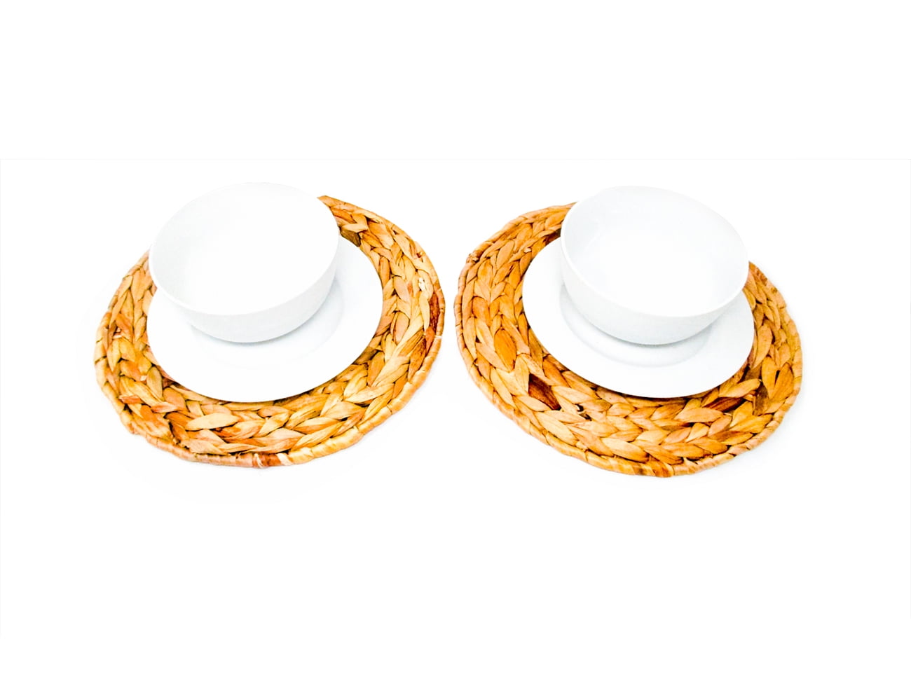 Wicker Round Woven Hyacinth Placemats by Trademark Innovations (Set of