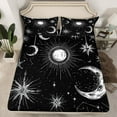 thumbnail image 2 of Feelyou Bohemian Moon Sun Full Size Sheets for Kids, Black White Galaxy Sky Bed Sheets, Dreamy Horoscope Sheet Sets, Ultra Soft Bedroom Decor, 4 Pieces, 2 of 7