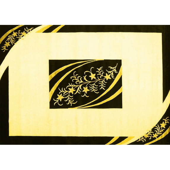 Ahgly Company Indoor Rectangle Abstract Yellow Contemporary Area Rugs, 8' x 12'