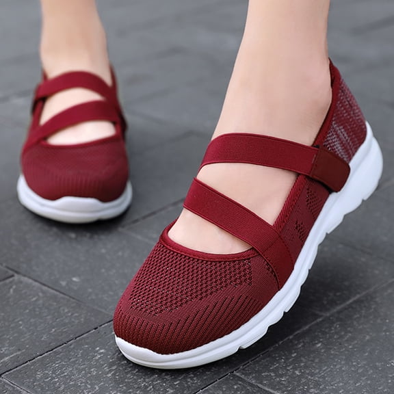 NOKIO Women's Athletic Walking Shoes Slip On Casual Mesh-Comfortable Tennis Workout Sneakers Summer Breathable Lightweight Flat Shoes Casual Women Shoes Womens Slip On Walking Shoes