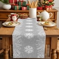 thumbnail image 4 of Burlap Table Runner 72 Inches Long,Winter Snowflake Pine Leaf Non-Slip Kitchen Table Runners for Dining Room Everyday Use Party Table Decorations White Botanical on Grey, 4 of 9