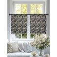 thumbnail image 4 of Vintage Flower Sheer Curtains 45 Inch Length 2 Panels Set Window Treatments, Yellow Spring Floral Leaf Pastoral Birds Navy Blue Rod Pocket Semi Curtains for Living Room/Bedroom/Kitchen, 104"W x 45"L, 4 of 7