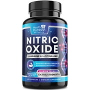 Extra Strength Nitric Oxide Supplement 3X Strength L Arginine, Citrulline Malate, AAKG, Beta Alanine - Premium Muscle Supporting Nitric Booster - Natural Energy & Heart Health Support - 60 Capsules