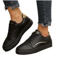 thumbnail image 4 of PPgejGEK Espadrilles Plates Décontractées à Bout Rond pour Femmes Printemps et Été Lacets Noirs 8.5, 4 of 5