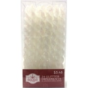 Holiday Time, White Glitter Icicle Shatterproof Ornaments , 24 Count