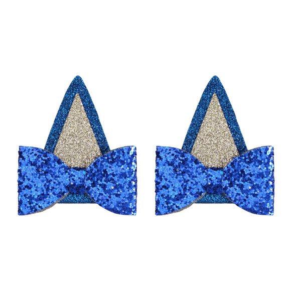 Blue Dog Happy Birthday Decorations Blue Glitter Bows Ears Hair Clips For Kid Boys And Girls Birthday Party Supplies