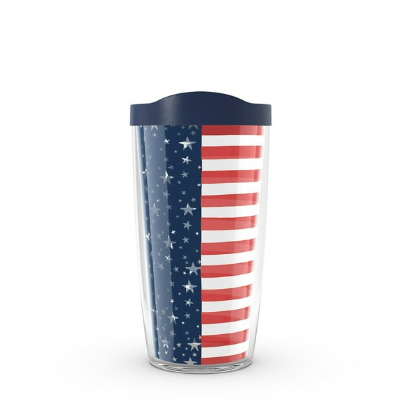 Tervis Americana Stars and Stripes Made in USA Double Walled Insulated Tumbler Travel Cup Keeps Drinks Cold & Hot, 16oz, Classic