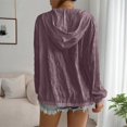 thumbnail image 4 of Women's Zip Up Hooded Jacket Textured Long Sleeve Lightweight Cardigan Casual Loose Outerwear For Beach, Casual Outings M, 4 of 4