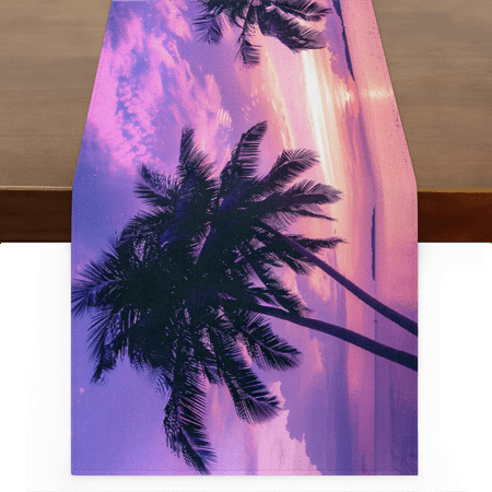 

Qzaxky Table Runner Boho Table Runner Tropical Summer Beach Palm Tree Bohemian Boho Outdoor Table Runner Decoration for Indoor Outdoor Home Dinner Party Wedding Decor 13 x 48 Inch