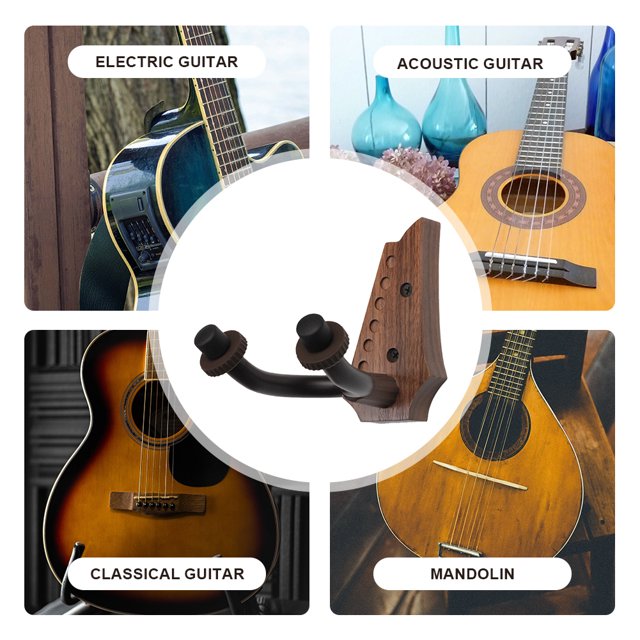 Gancho Para Guitarra Ganchos Montados En La Pared Colgador de montaje en pared para guitarra, soporte para guitarra, se adapta a guitarras de todos los tamaños, bajo, ukelele