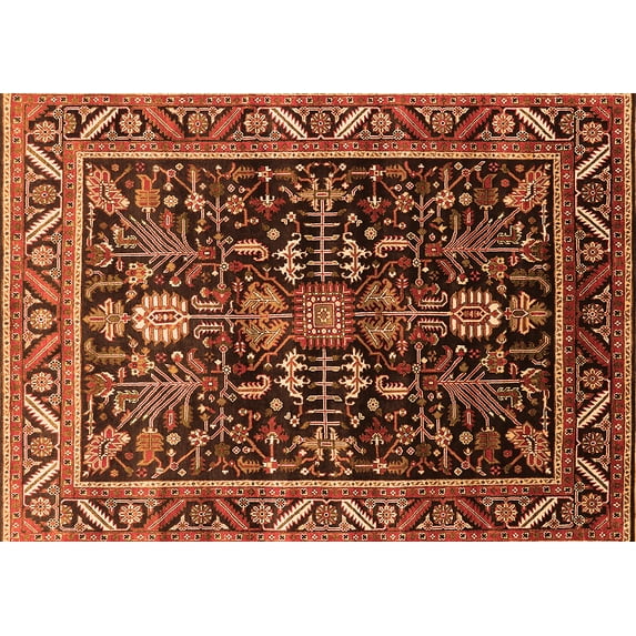 Ahgly Company Indoor Rectangle Oriental Orange Industrial Area Rugs, 5' x 8'