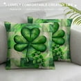 thumbnail image 3 of Leisuo St. Patrick's Day Green Clover Throw Pillow Covers Grey Buffalo Plaid Lucky Shamrock Pillow Cases Farmhouse Home Decor Couch Cushion Cover, 3 of 5