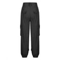 thumbnail image 4 of Bcresic Women's Cargo Sweatpants Straight Jogger Pant Low Rise Trousers Double-breasted Pants Drawstring Slacks Relaxed Fit Streetwear with Pockets Clearance Saving,Black,Large, 4 of 6