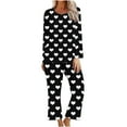 thumbnail image 1 of TIMIFIS Pyjamas de la Saint-Valentin pour Femmes Ensembles de Pyjamas pour Dames Décontractés Manches Longues Mignon Imprimé Cœur Col Rond Hauts Décontractés avec Pantalons Ensembles de Pjs, 1 of 3