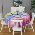 thumbnail image 2 of Rainbow Tie Dye Wave Pattern Round Tablecloth 60"x60",Wrinkle Wipeable Table Cloth for Kitchen Dining Room Picnic Patio Party, 2 of 6