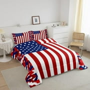 American Flag Bedding Set Twin Size Red Camouflage Comforter Set for Kids Child,Camo United States Flag Duvet Insert Blue Red White Stars and Stripes Duvet Stuffing USA National Flag Bedroom Decor