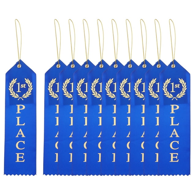 Unique Bargains Award Ribbons First Place, 1st Winner Ribbons with Even Card and Rope, Blue 10Pcs