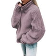 thumbnail image 2 of Tiqkatyck Womens Sweaters Solid Casual Long Knitted Sleeve Off The Sweater Womens Shoulder Pullover Sweater Plus Size Sweaters for Curvy Women Sweatshirt for Women Purple, 2 of 4