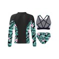 thumbnail image 2 of Zaldita Kids Girls 3 Piece Swimsuits Long Sleeve Rash Guard Tankini Sets Swimming Bathing Suit UPF Zipper Lily 12, 2 of 7