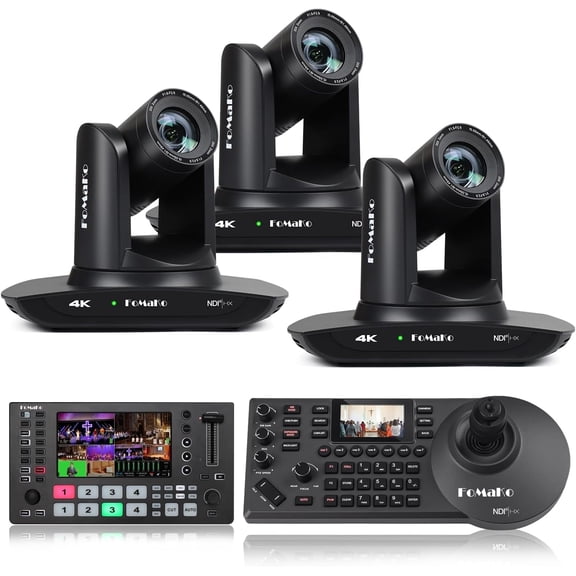 FoMaKo 4K PTZ Camera HDMI NDI 20X Live Streaming Camera Bundle(K20UH X3 M3 KC608 Pro)