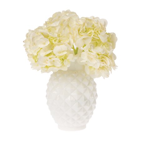 Hobnail Milk Glass Bud Vase Vintage Milk Glass Vase (6-Inch, Willa Ruffled Pineapple Design, White) - Decorative Flower Vase - For Home Decor and Wedding Centerpieces ()