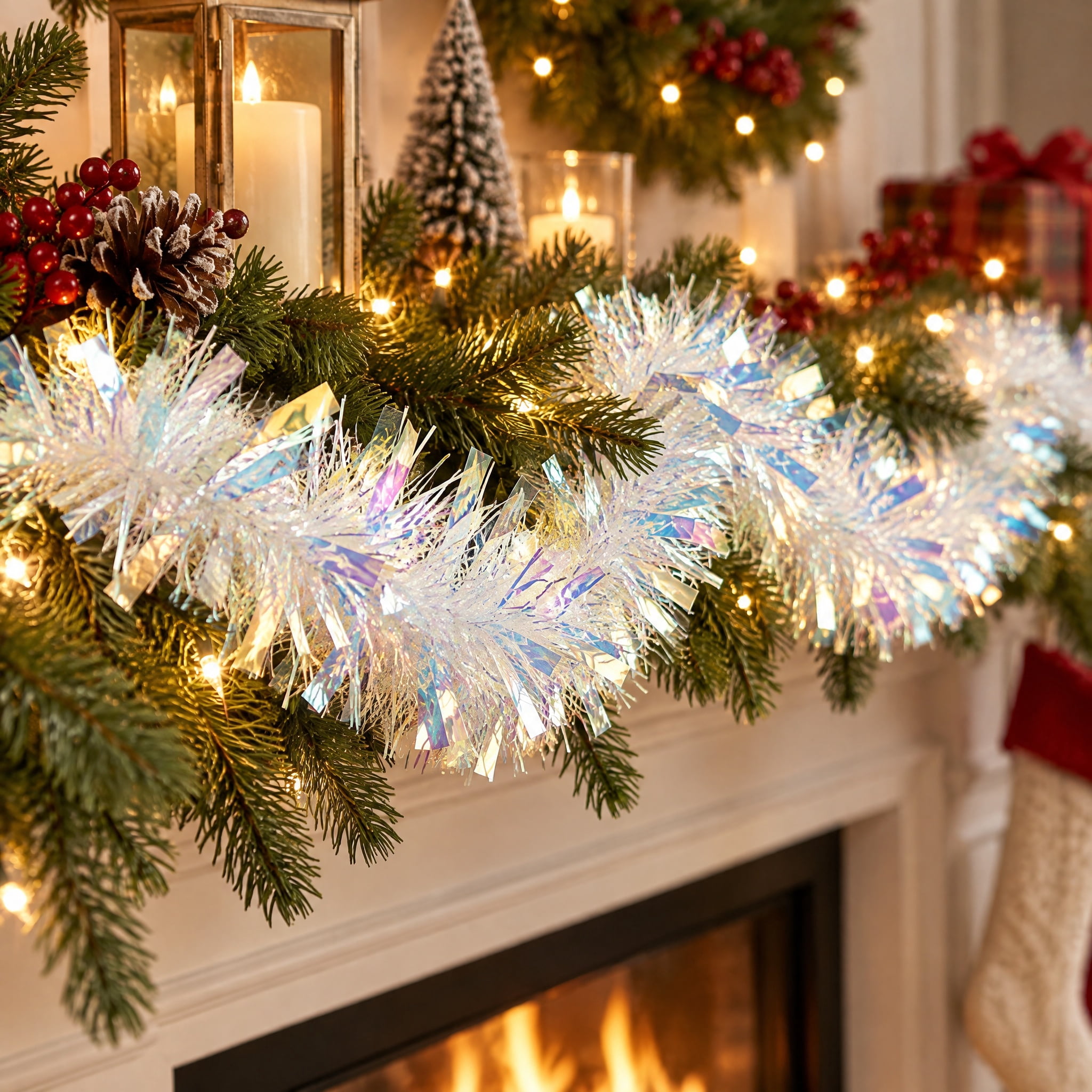 Tinsel Christmas Garland, Iridescent, 8', by Holiday Time
