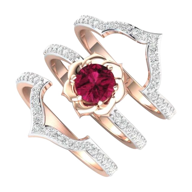 Anillo femenino de diamantes de imitación con incrustaciones de aleación 3 en 1, anillo exquisito Popular, anillos de moda, joyería Wmkox8yi sjalhkljlk2846