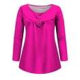 thumbnail image 4 of Usmixi Tunic Tops for Women Womens Pullover Tunic Tops Casual Solid Flowy Pleated Swing Button up Ladies Henley Shirts Winter Long Sleeve Plain Casual Tunic Tops Tops, 4 of 5
