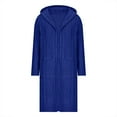 thumbnail image 4 of Women Hooded Open Front Cardigan Cable Knit Sweaters Solid Color Chunky Long Sweater Outerwear Coats with Pocket (3XL, Dark Blue), 4 of 6