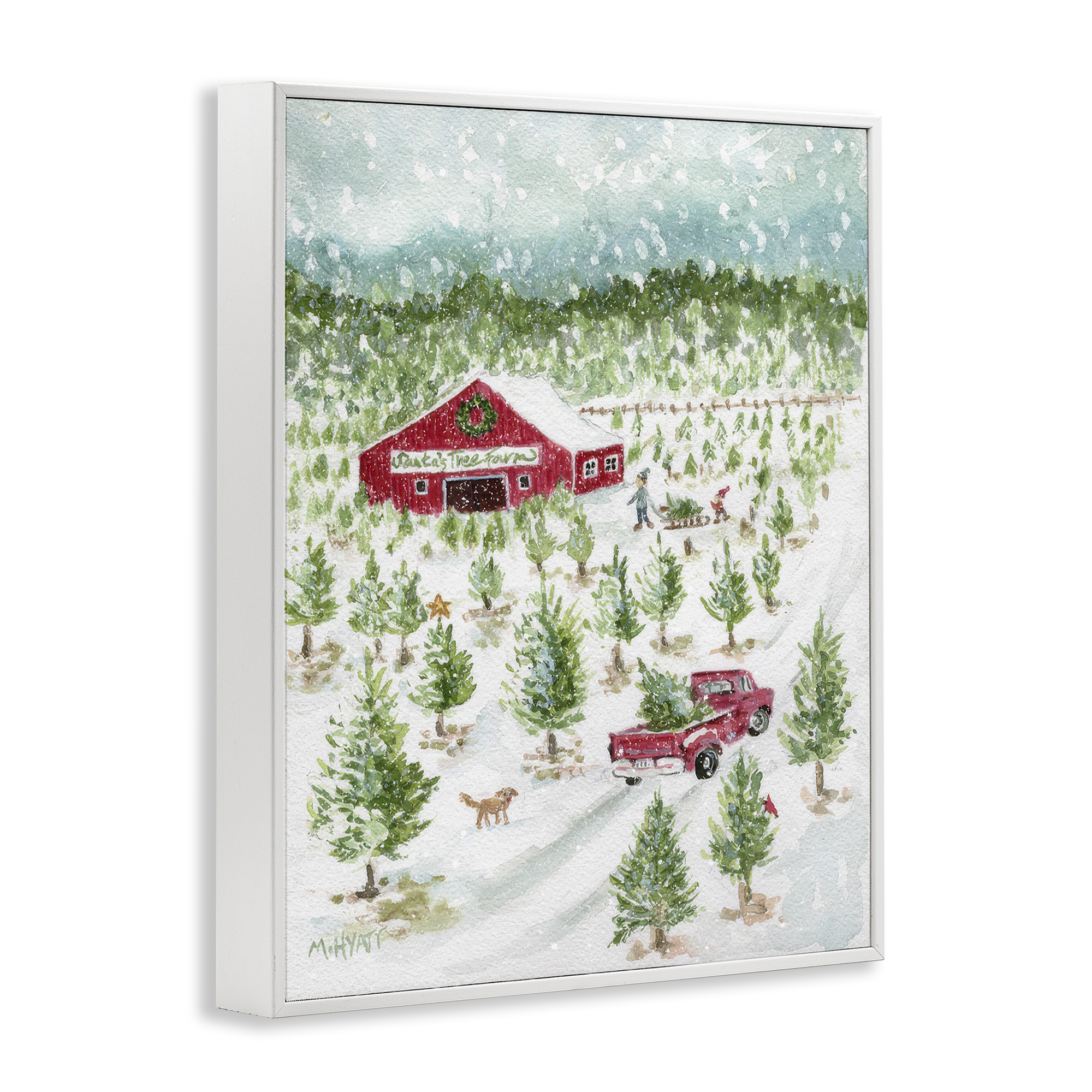 Stupell Industries Christmas Tree Farm Holiday Painting White Framed Art Prints Wall Art, 11 x 14