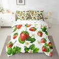 thumbnail image 2 of Manfei Sweet Strawberry 7-Piece Twin Bedding Sets,Rustic Flower Floral Bedding Comforter Set,Red Green White Sheet Sets For Kids,Microfiber Bedroom Decor Reversible, 2 of 8