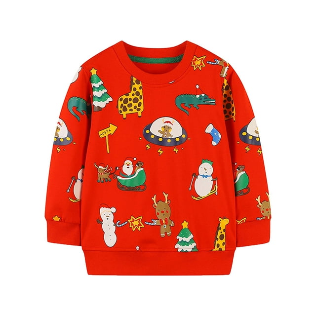 Hoodies pour Garçons, Sweat à Capuche Imprimé Dessin Animé pour Garçons et Filles, Manches Longues, Col Rond, Chandails à Capuchon pour Adolescents (Couleur : Rouge, Taille : 4-5 Ans)