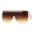 thumbnail image 3 of Luxurious Oversize Rimless Shield Flat Top Mobster Sunglasses Gold Brown, 3 of 4