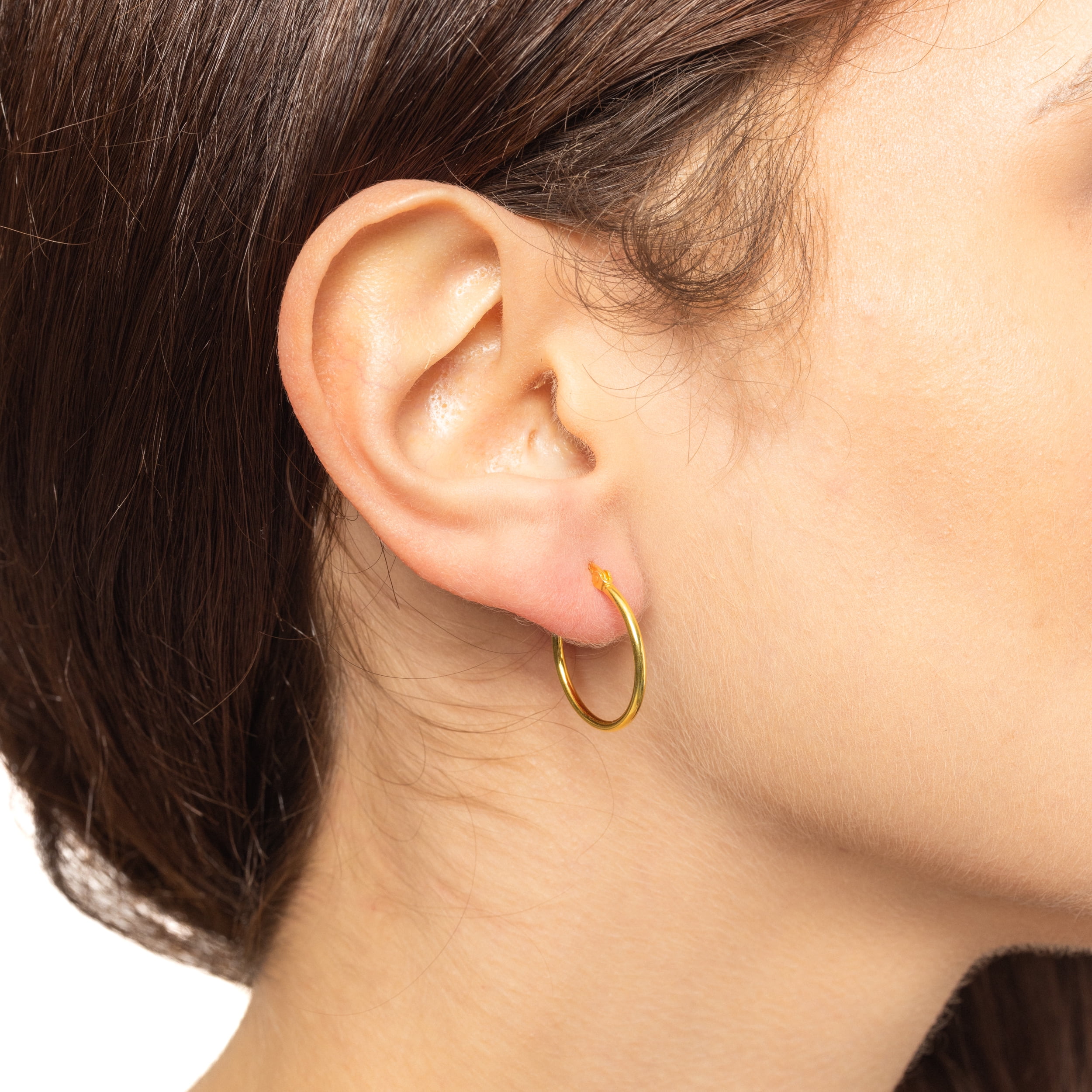 Brilliance Fine Jewelry 3 Tone Hoop Earring Set in 14K Rose Gold/Gold Plated Sterling Silver 20MM