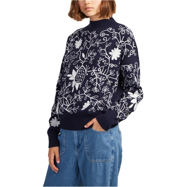 Suéter de punto bordado French Connection para mujer azul pequeño