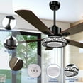 52" Ceiling Fan with Light Remote Control, 5 Blade Wood Home Fan with 3 Lights, Reverse Airflow