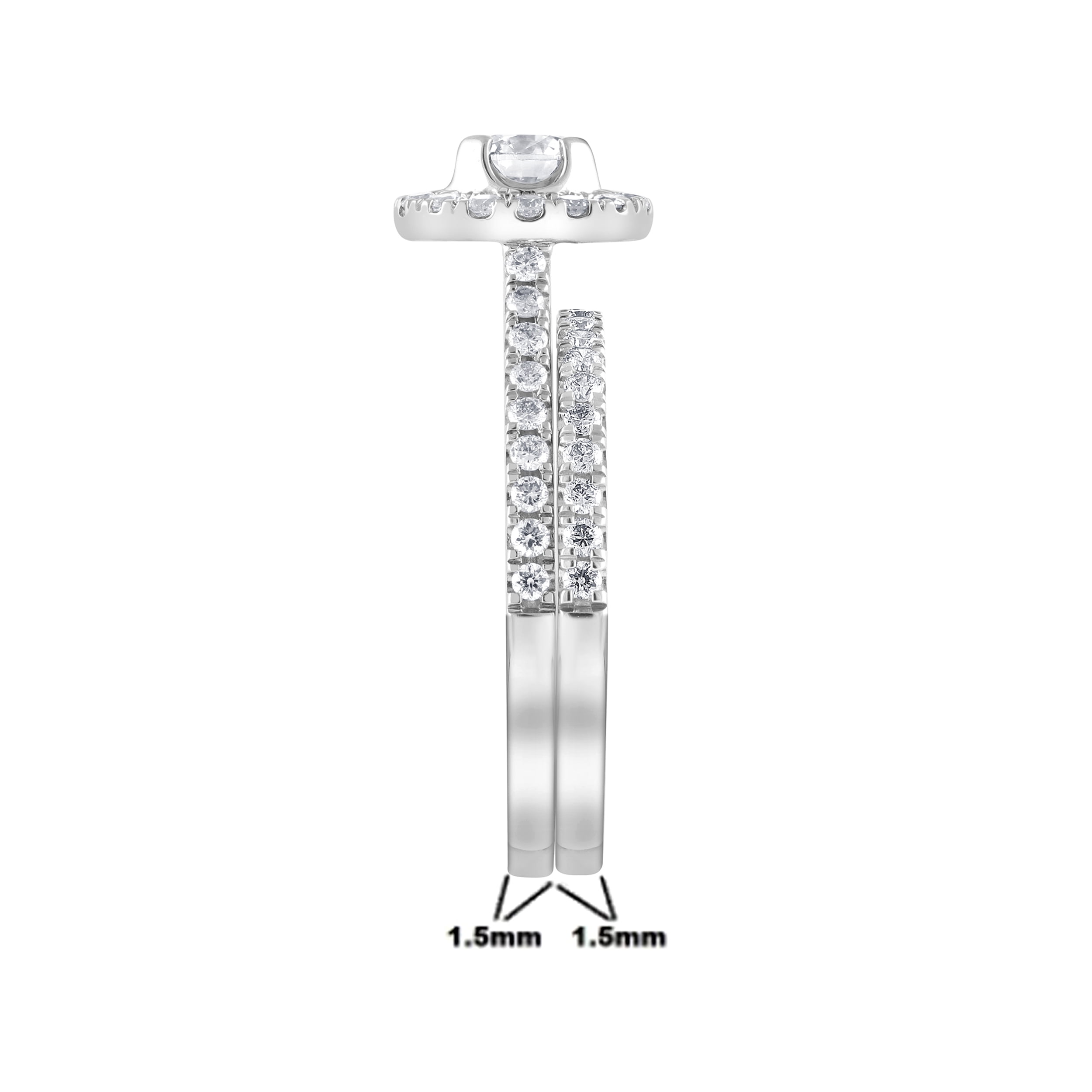 Unique Moments 1 Ct Lab Grown Diamond Wedding Bridal Set in 10K White Gold for Women (J, SI-I1)