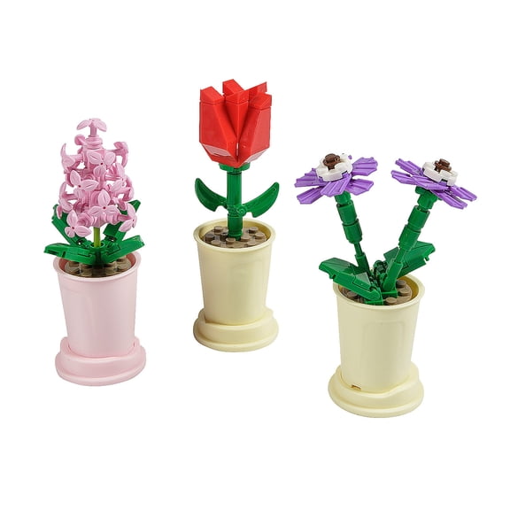 Fun Express 3" x 5" Florist Plant Series Flower Brick Building Sets - 12 Pieces
