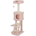 thumbnail image 1 of CoSoTower 47" Tall Cat Tree Tower with Condo, Ladder, Scratching Posts and Hanging Ball, Pink, 1 of 7