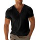 thumbnail image 1 of Camiseta retro de manga corta con cuello en V para hombre: color liso con diseño de corbata, ligera para todas las estaciones, corte holgado en el pecho y la cintura, 1 of 5